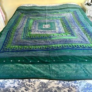 Green and Purple Patterned Boho Quilt Queen Size